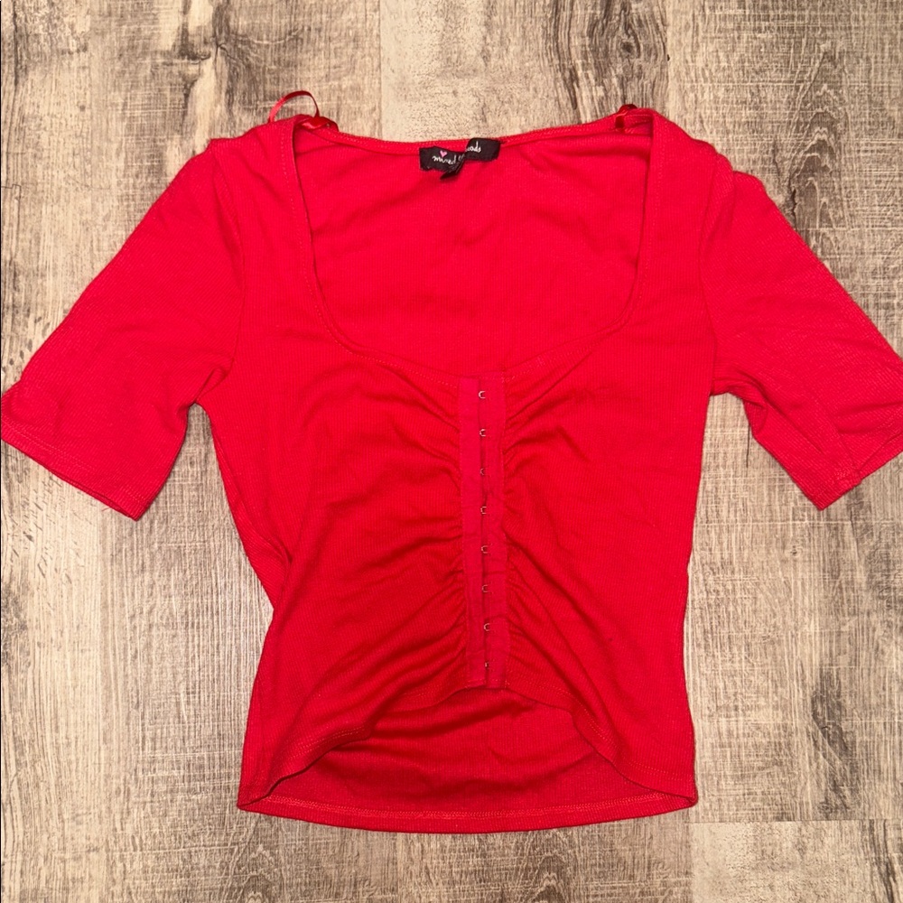 Vibrant Red Short Sleeve Top